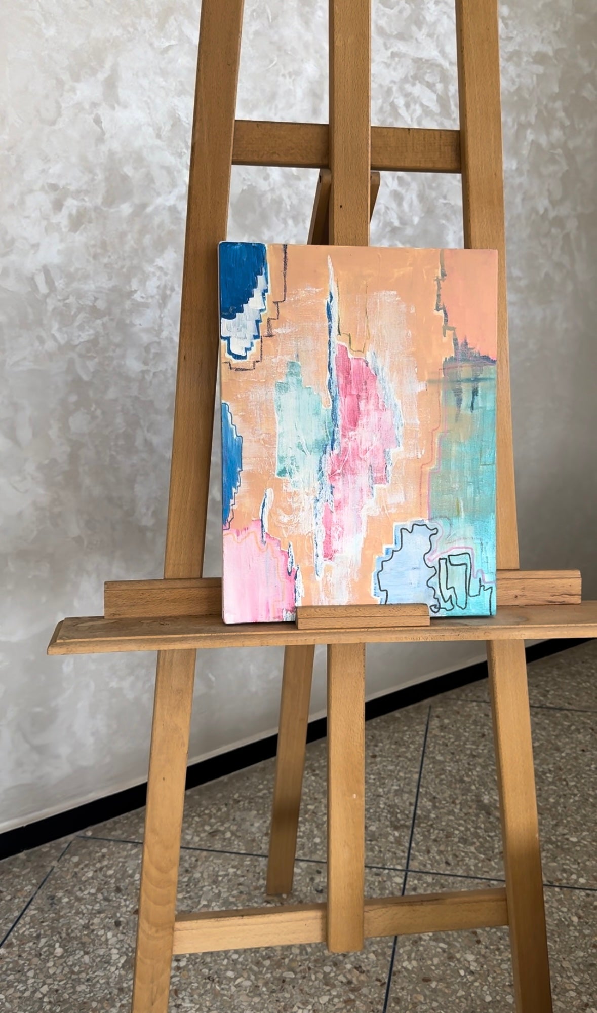 Tableau fait à la main + son chevalet en bois